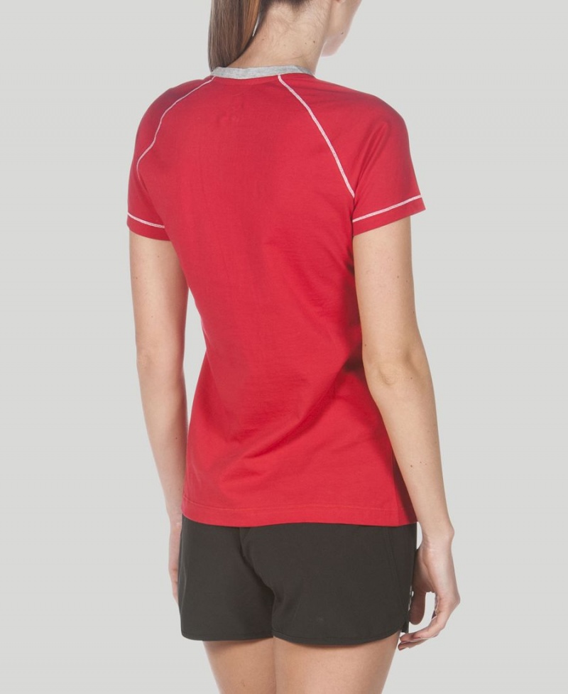 T-Shirt Arena Team Line Corta Sleeve Rouge Femme | XEZ-82084033