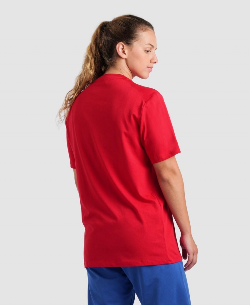 T-Shirt Arena Team Panel Rouge Femme | TAT-57931143