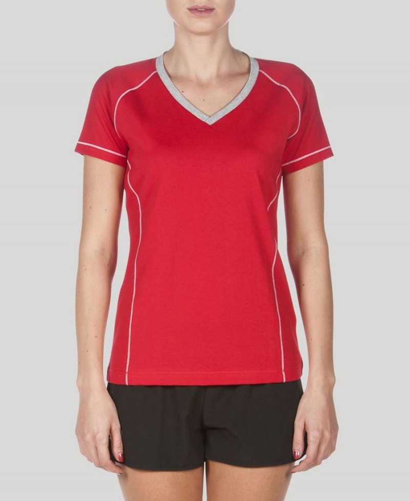 T-Shirt Arena Team Line Corta Sleeve Rouge Femme | XEZ-82084033