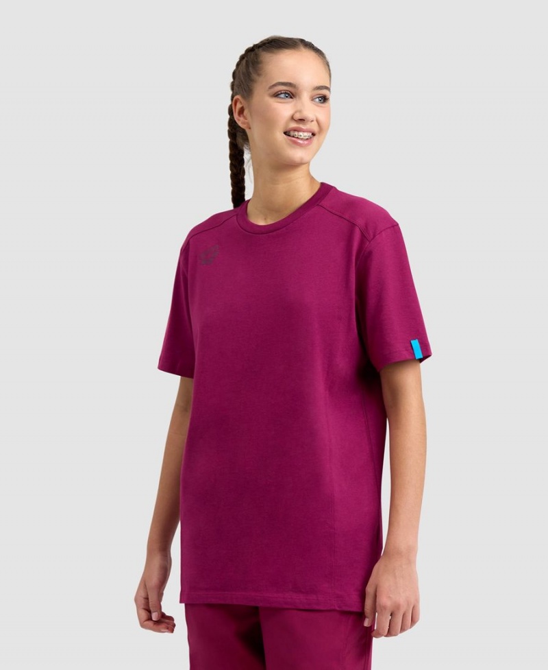 T-Shirt Arena Team Panel Bordeaux Femme | YQD-70531892