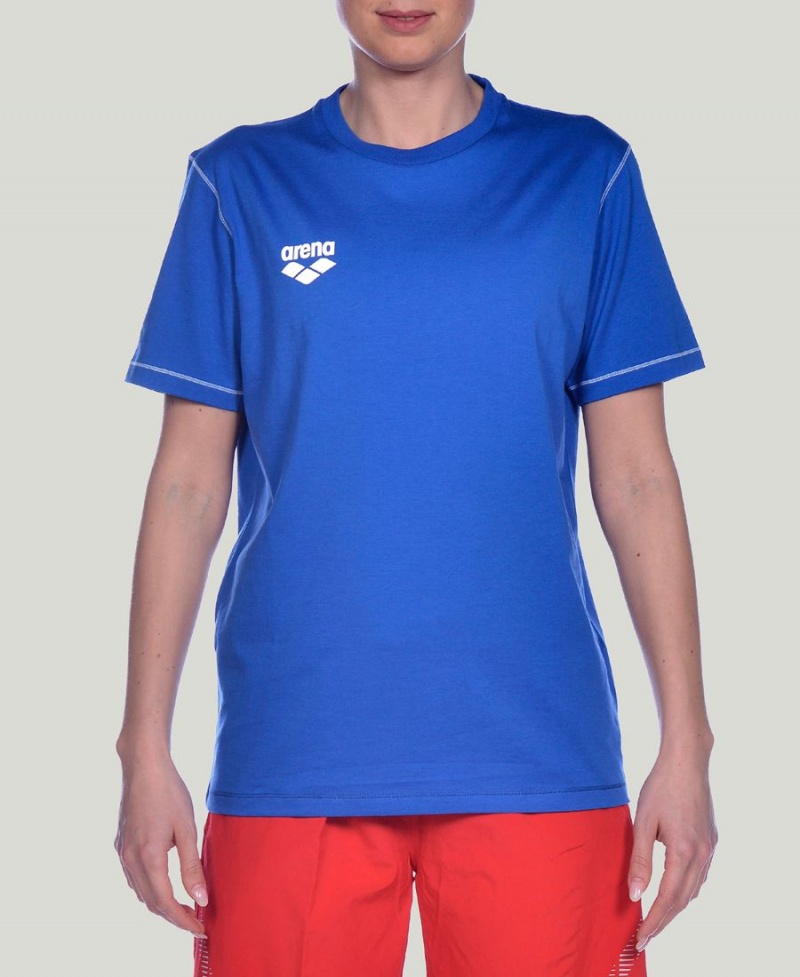 T-Shirt Arena Team Line Corta Sleeve Bleu Femme | NTM-20112295