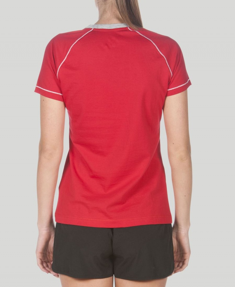 T-Shirt Arena Team Line Corta Sleeve Rouge Femme | XEZ-82084033