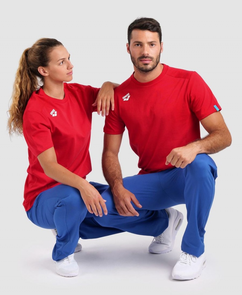 T-Shirt Arena Team Panel Rouge Femme | TAT-57931143