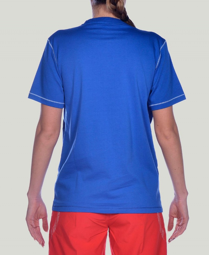 T-Shirt Arena Team Line Corta Sleeve Bleu Femme | NTM-20112295