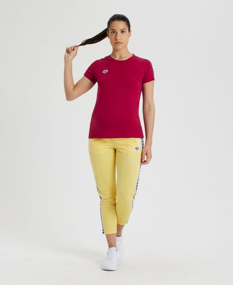 T-Shirt Arena Team Corta Sleeve Bordeaux Bleu Femme | ZJU-40734460