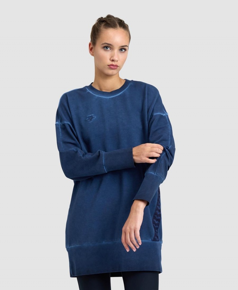 Sweatshirt Arena Icons Oversized Crewneck Bleu Marine Femme | SPO-75613217