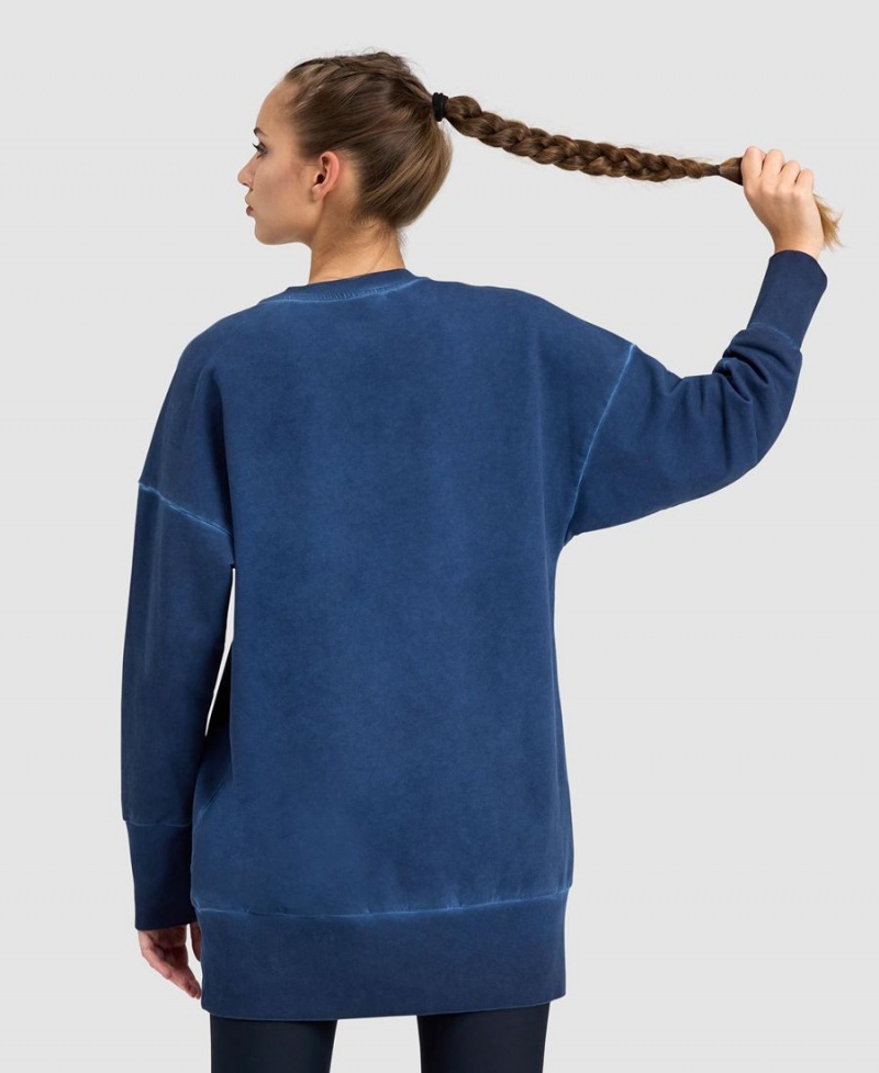 Sweatshirt Arena Icons Oversized Crewneck Bleu Marine Femme | SPO-75613217