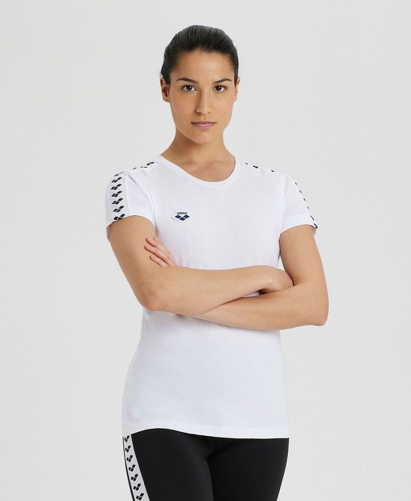 T-Shirt Arena Team Corta Sleeve Blanche Noir Femme | RBJ-95858518