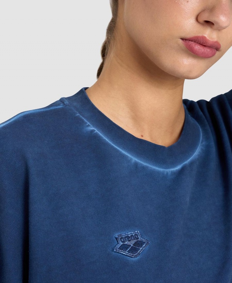 Sweatshirt Arena Icons Oversized Crewneck Bleu Marine Femme | SPO-75613217