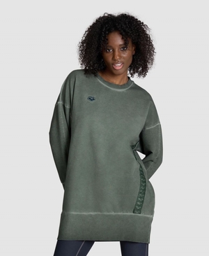 Sweatshirt Arena Icons Oversized Crewneck Vert Olive Femme | NWO-09182972