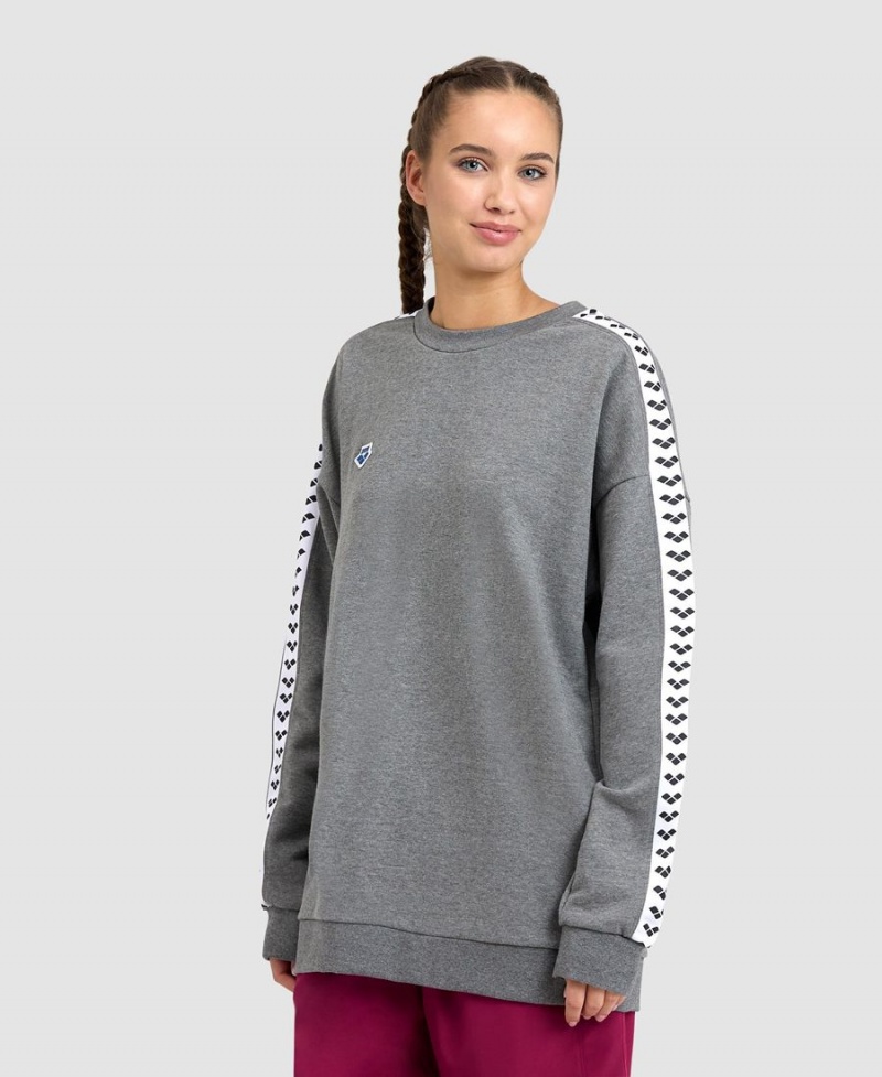 Sweatshirt Arena Oversized Team Grise Blanche Femme | LAM-12374907