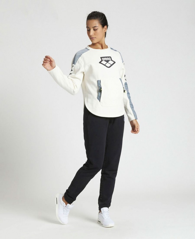 Sweatshirt Arena Team Crew Neck Blanche Grise Femme | AKX-47294792