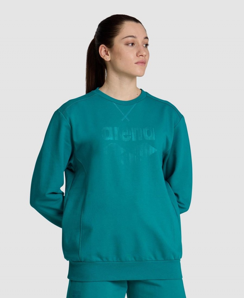 Sweatshirt Arena Logo Crewneck Vert Femme | NVD-92084164