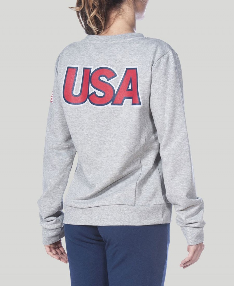 Sweatshirt Arena Essential Crew Grise Rouge Femme | SZO-67227656