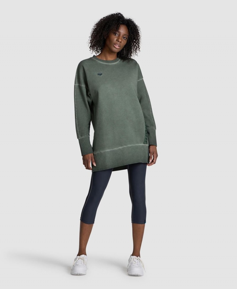 Sweatshirt Arena Icons Oversized Crewneck Vert Olive Femme | NWO-09182972