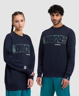 Sweatshirt Arena Logo Crewneck Bleu Marine Femme | HYG-84091606