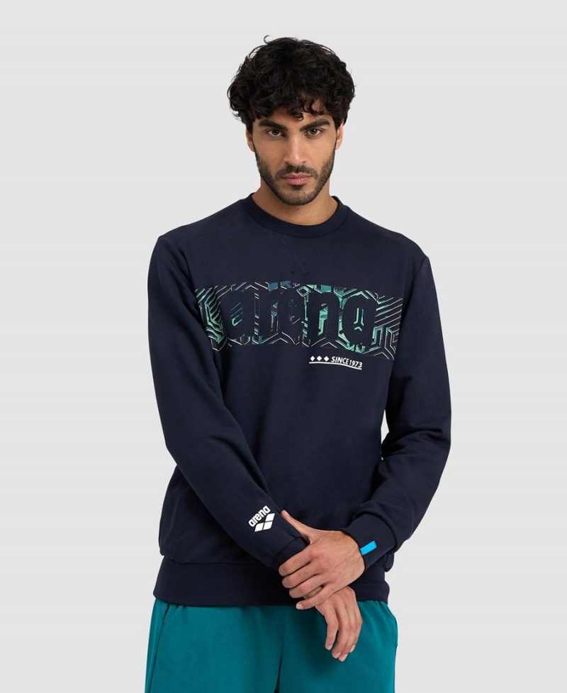 Sweatshirt Arena Logo Crewneck Bleu Marine Femme | HYG-84091606