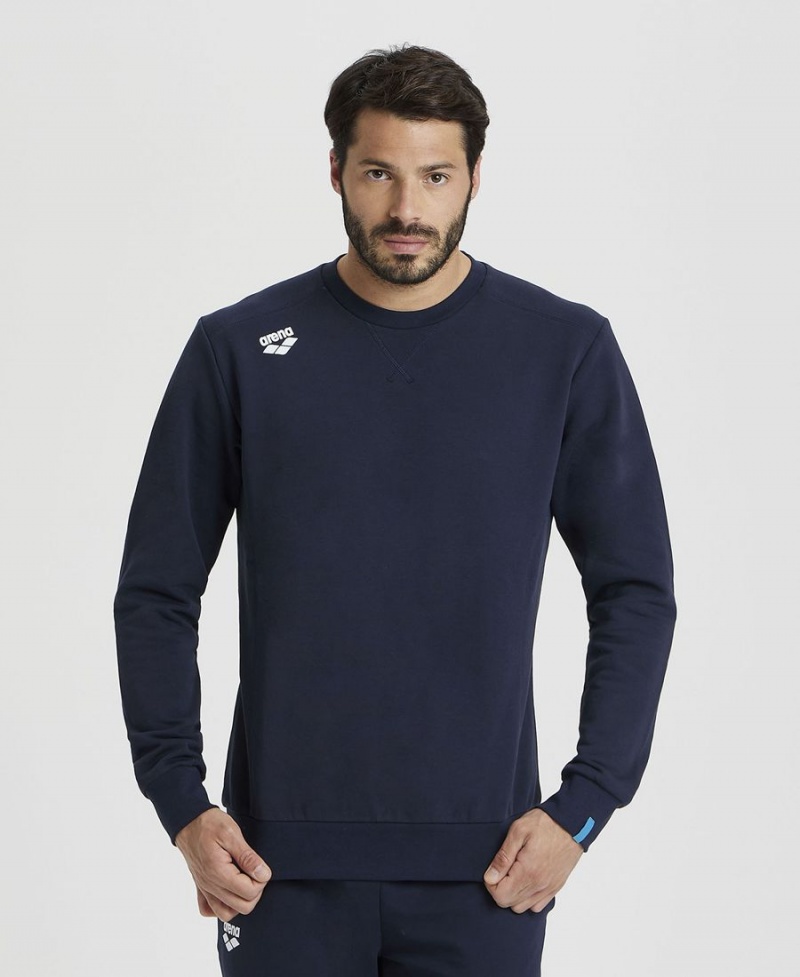 Sweatshirt Arena Solid Crewneck Bleu Marine Femme | IMJ-66444081