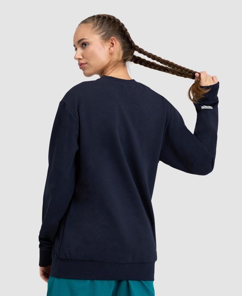 Sweatshirt Arena Logo Crewneck Bleu Marine Femme | HYG-84091606