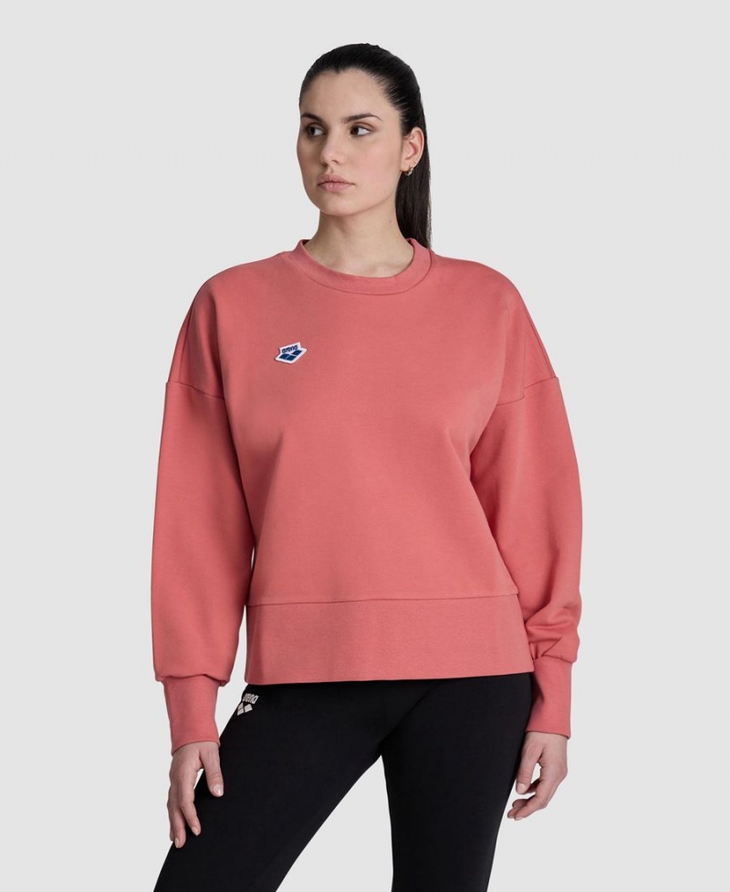 Sweatshirt Arena Oversized Crew Neck Rouge Femme | VRL-61698868