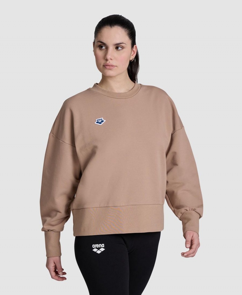 Sweatshirt Arena Oversized Crew Neck Kaki Femme | VLY-46039844