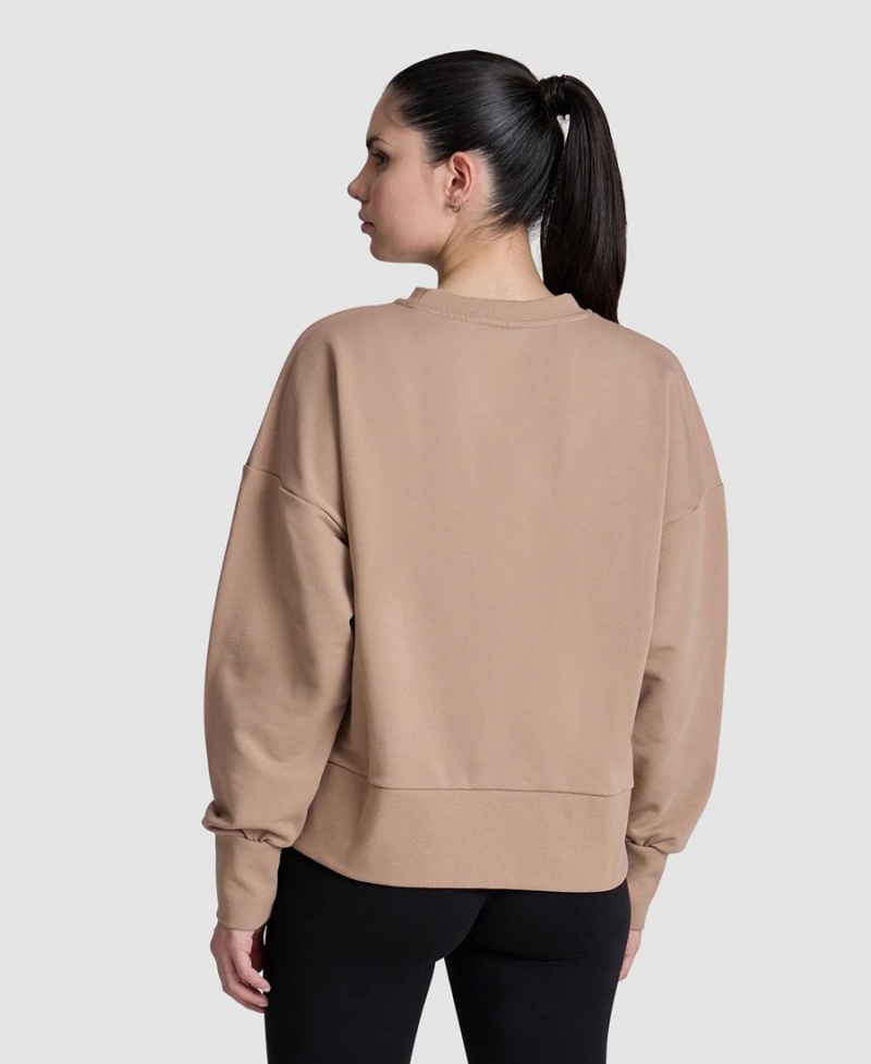 Sweatshirt Arena Oversized Crew Neck Kaki Femme | VLY-46039844