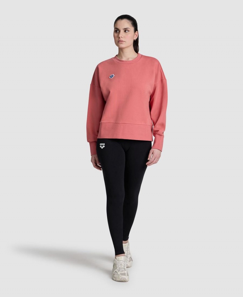 Sweatshirt Arena Oversized Crew Neck Rouge Femme | VRL-61698868