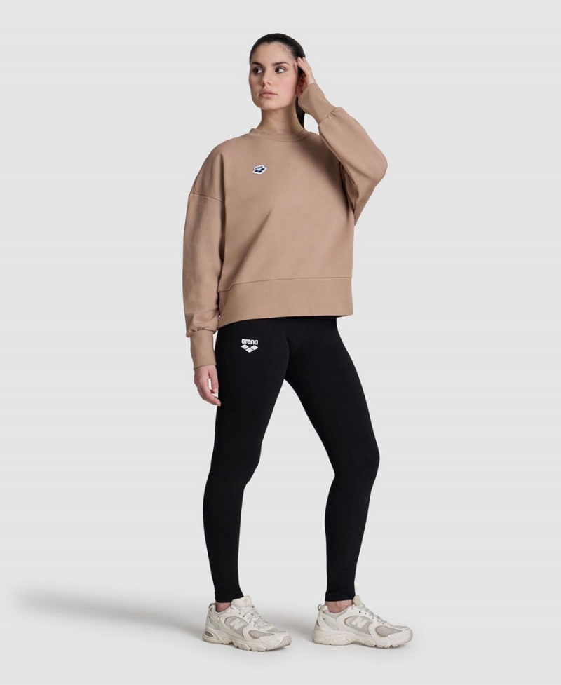 Sweatshirt Arena Oversized Crew Neck Kaki Femme | VLY-46039844