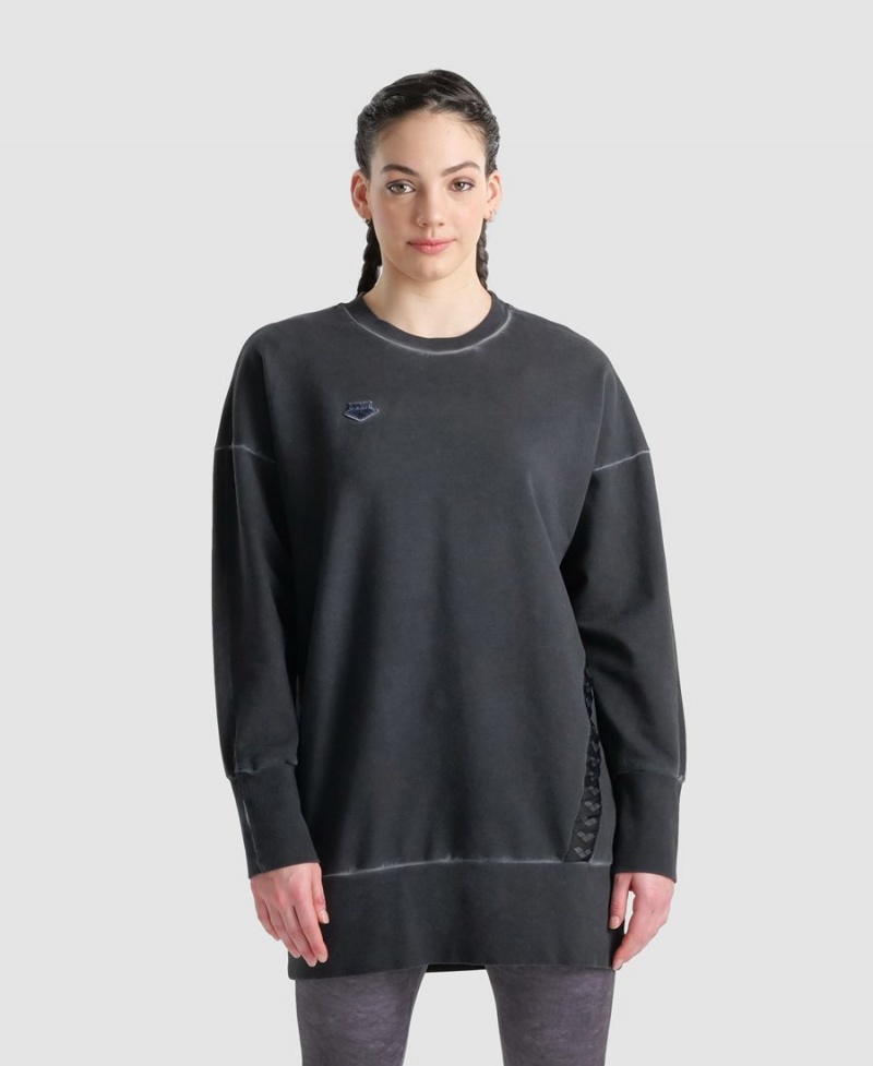 Sweatshirt Arena Icons Oversized Crewneck Grise Femme | HRN-15687515