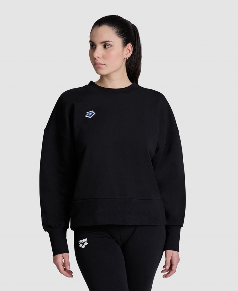 Sweatshirt Arena Oversized Crew Neck Noir Femme | HAZ-59245423