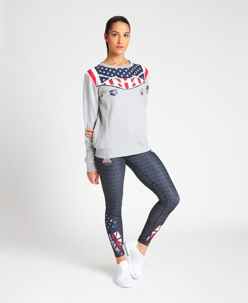 Sweatshirt Arena USA Swimming Team Crewneck Grise Femme | MYN-90698057