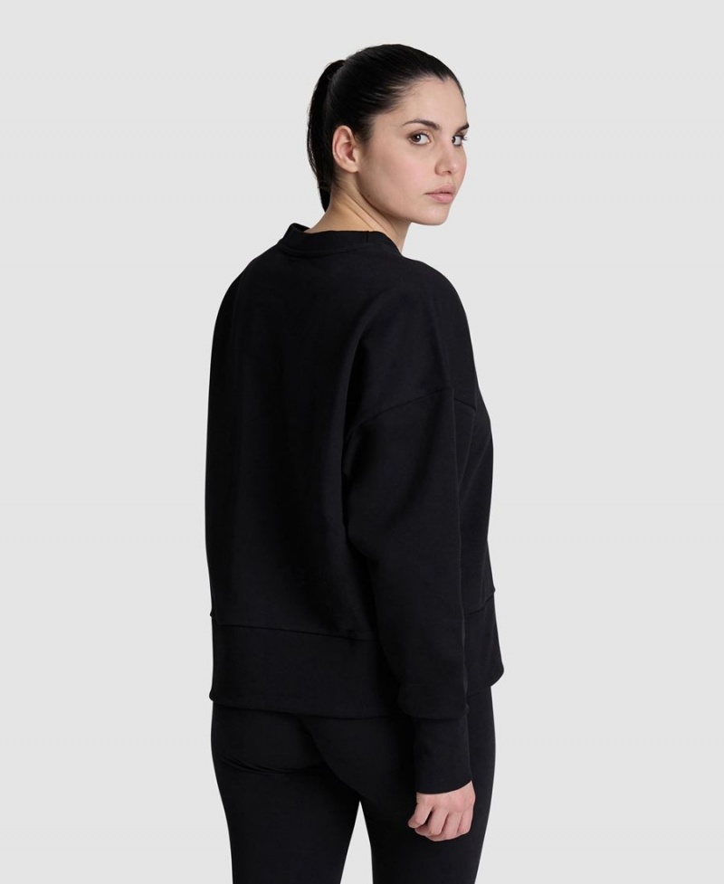 Sweatshirt Arena Oversized Crew Neck Noir Femme | HAZ-59245423