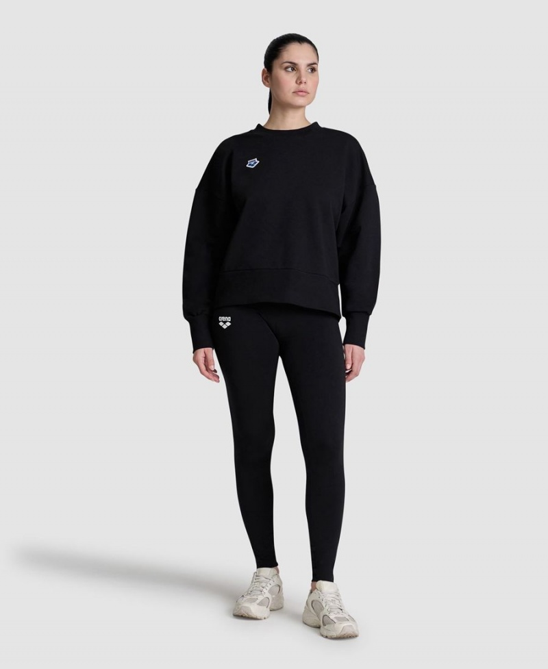 Sweatshirt Arena Oversized Crew Neck Noir Femme | HAZ-59245423