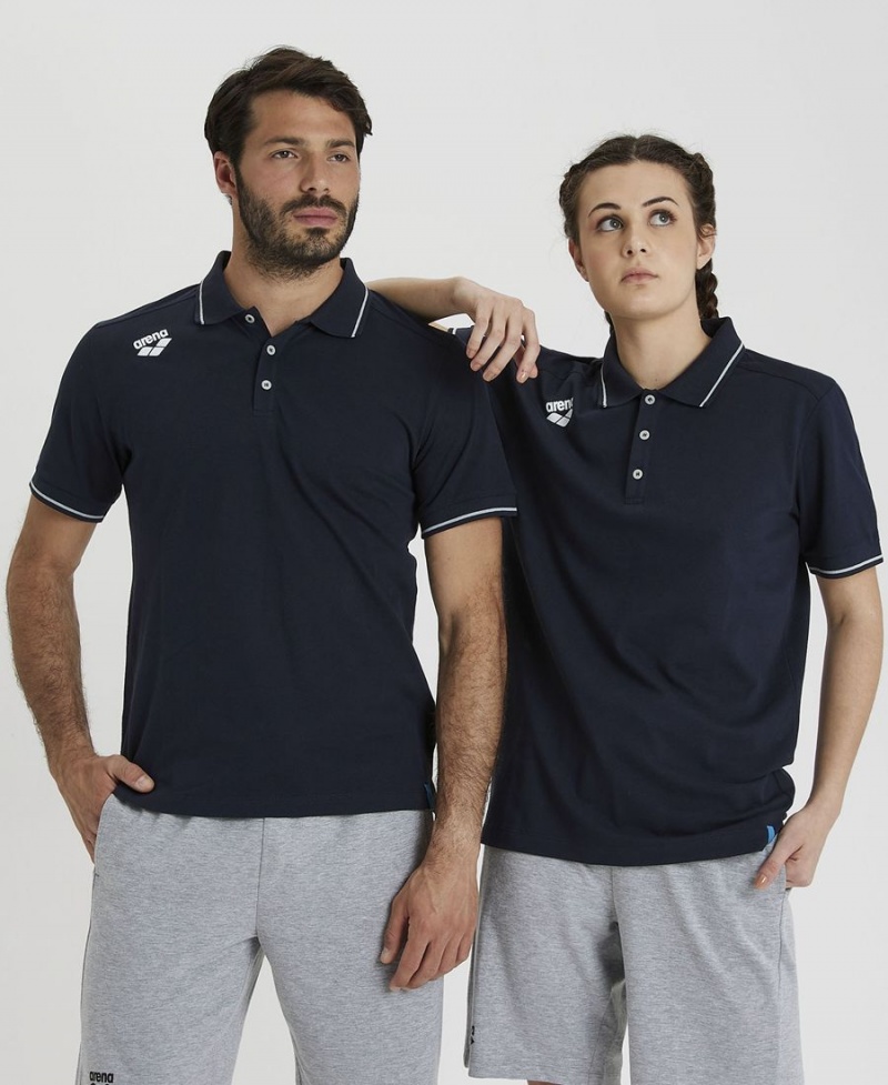 Polo Arena Team Solid Bleu Marine Femme | FGH-51488629