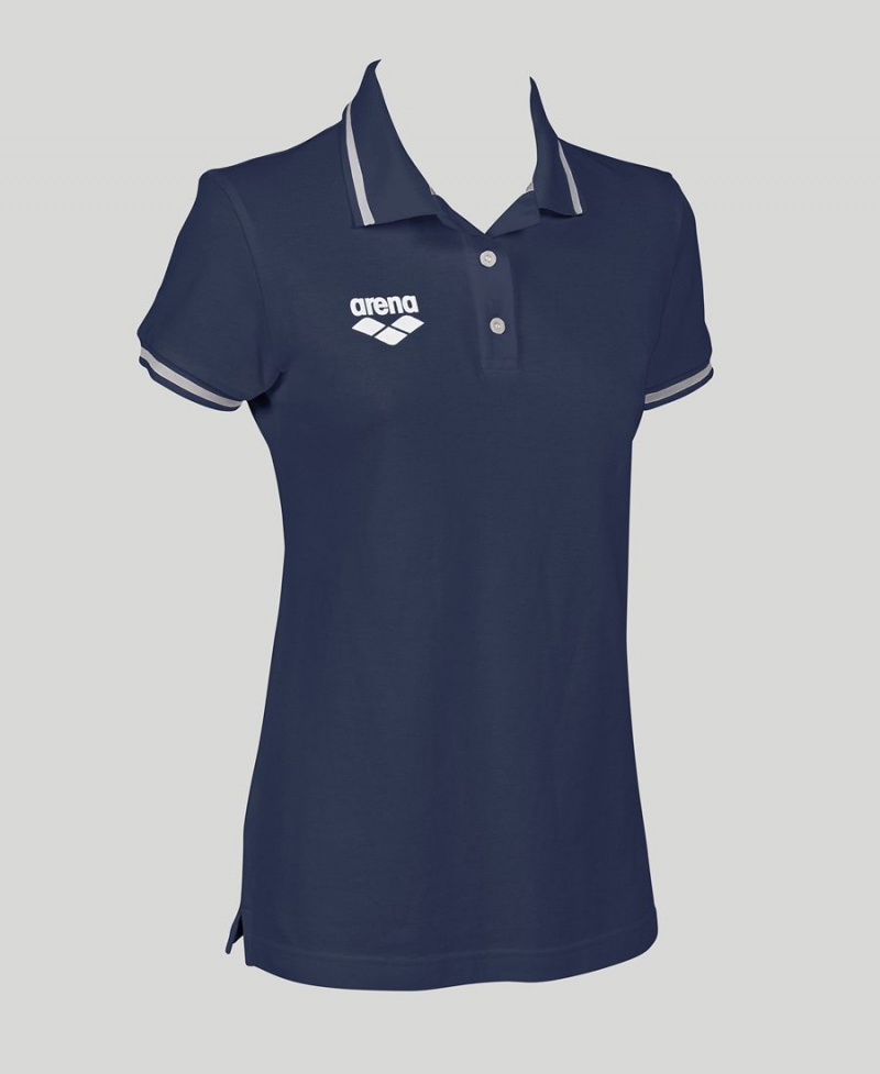 Polo Arena Team Line Corta Sleeve Bleu Marine Femme | ILN-90728527