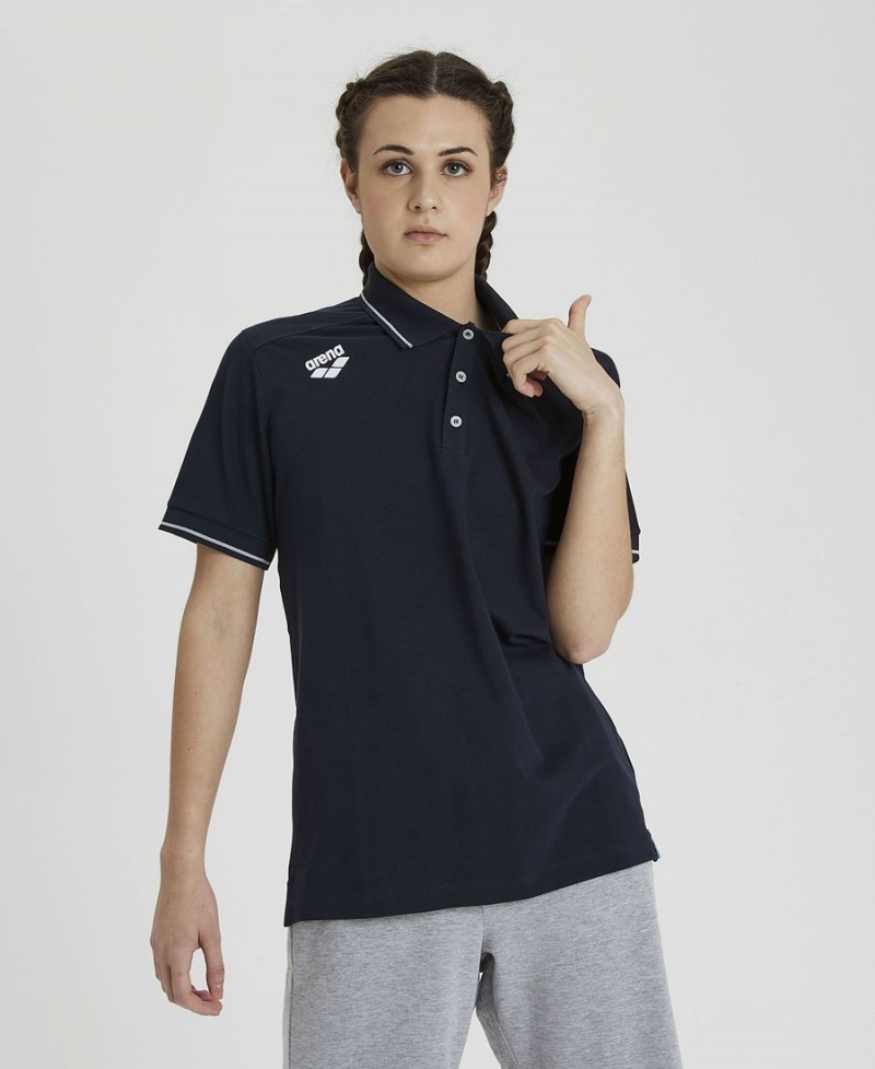 Polo Arena Team Solid Bleu Marine Femme | FGH-51488629