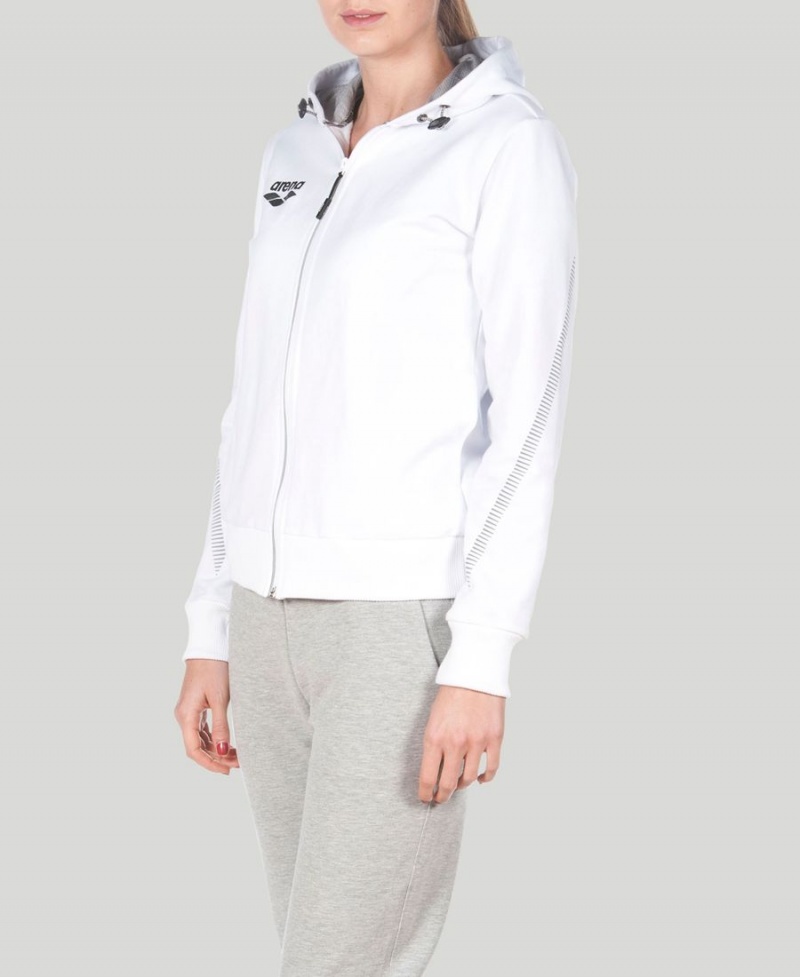 Veste Arena Team Line Encapuchonné Blanche Femme | QVN-83821566