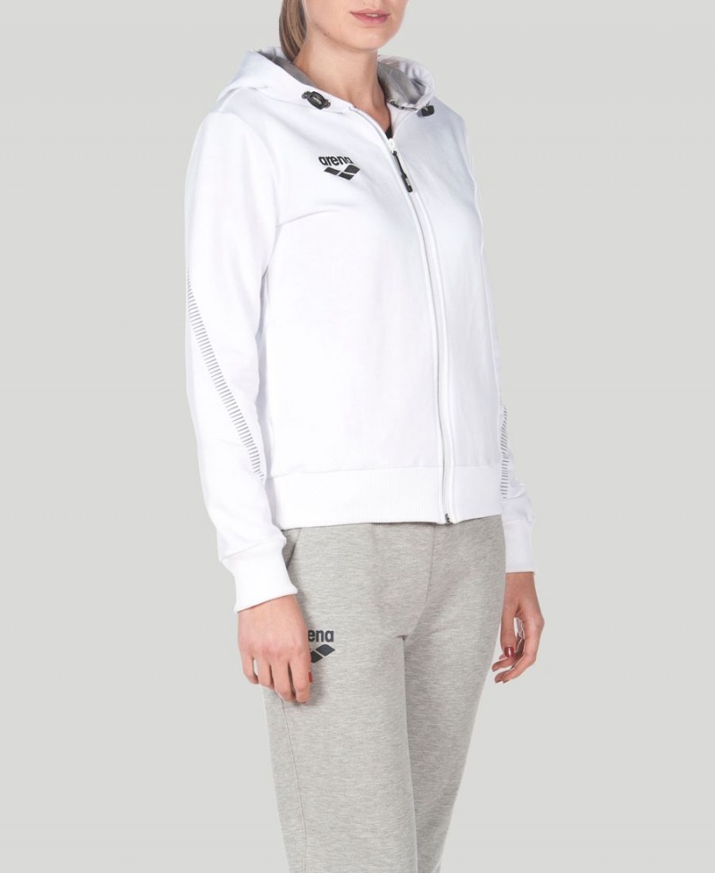 Veste Arena Team Line Encapuchonné Blanche Femme | QVN-83821566