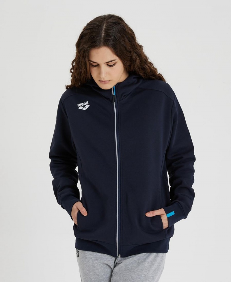 Veste Arena Team Encapuchonné Panel Bleu Marine Femme | PYU-59148771