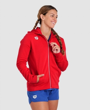 Veste Arena Team Encapuchonné Panel Rouge Femme | VKF-92189326