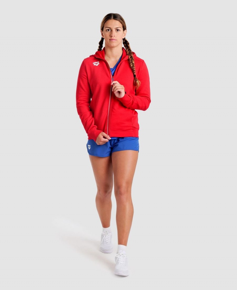 Veste Arena Team Encapuchonné Panel Rouge Femme | VKF-92189326