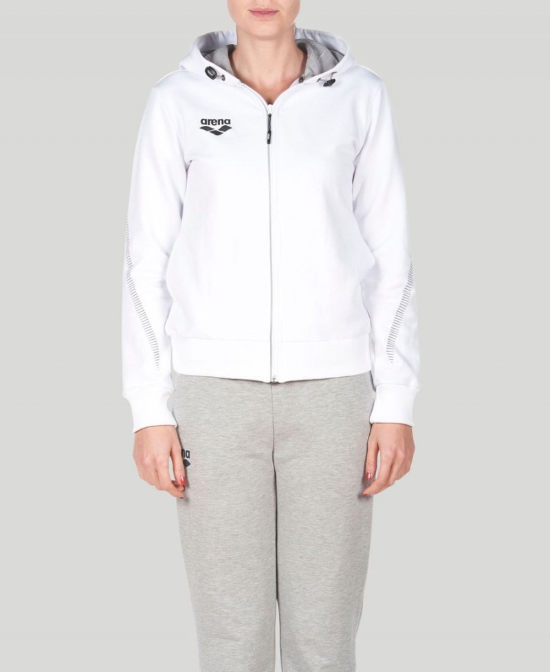 Veste Arena Team Line Encapuchonné Blanche Femme | QVN-83821566