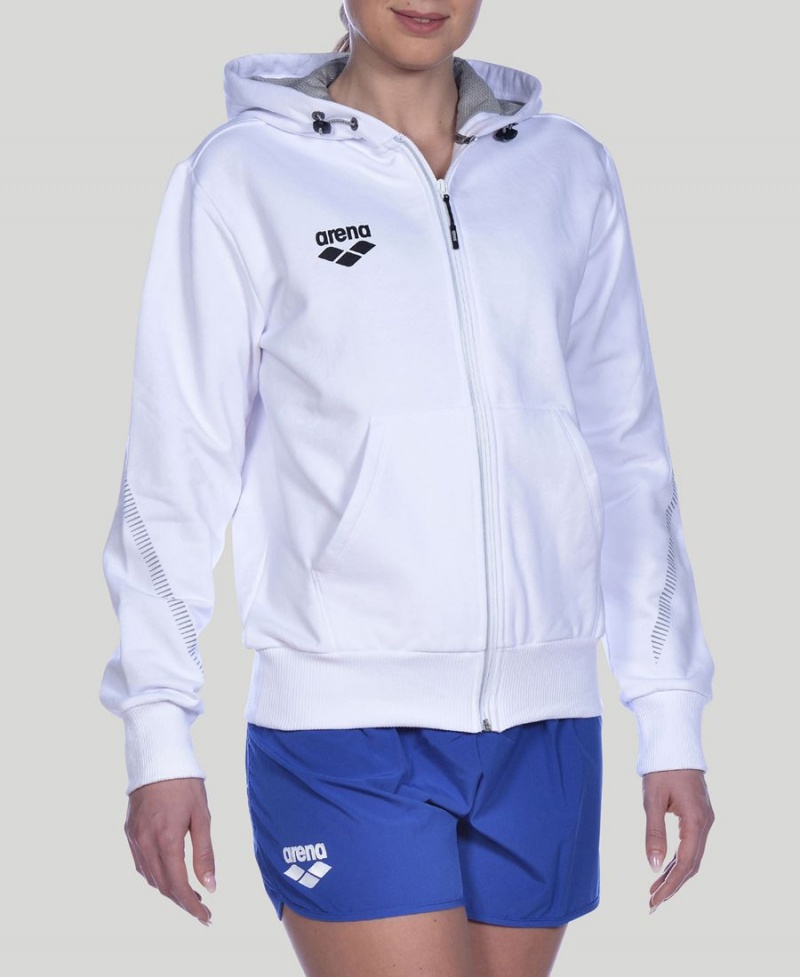 Veste Arena Team Line Encapuchonné Blanche Femme | ODP-19253523