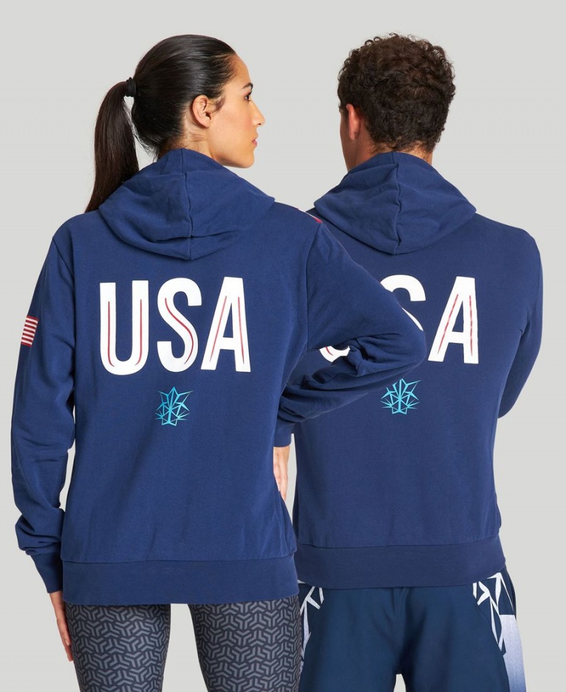 Veste Arena USA Swimming Team Kit Encapuchonné Zip Bleu Marine Femme | OLS-05935952