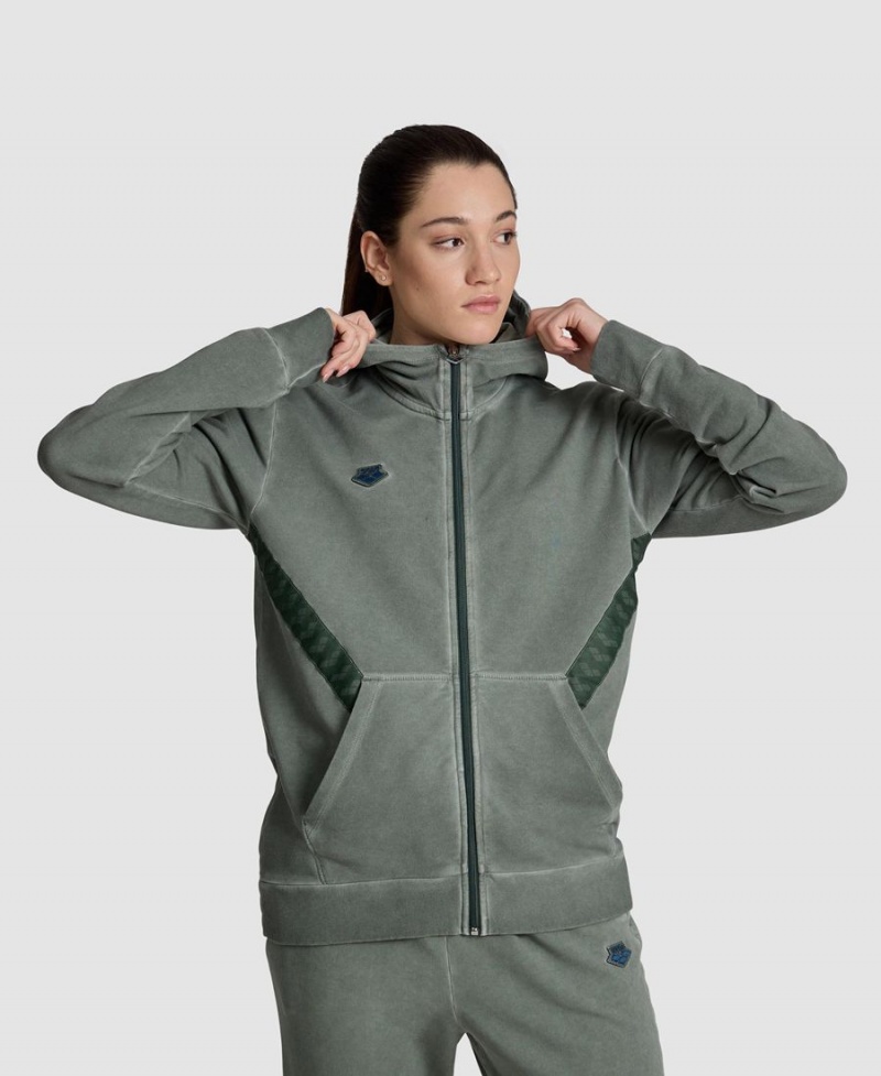 Veste Arena Icons Encapuchonné Vert Olive Femme | ANL-78515667