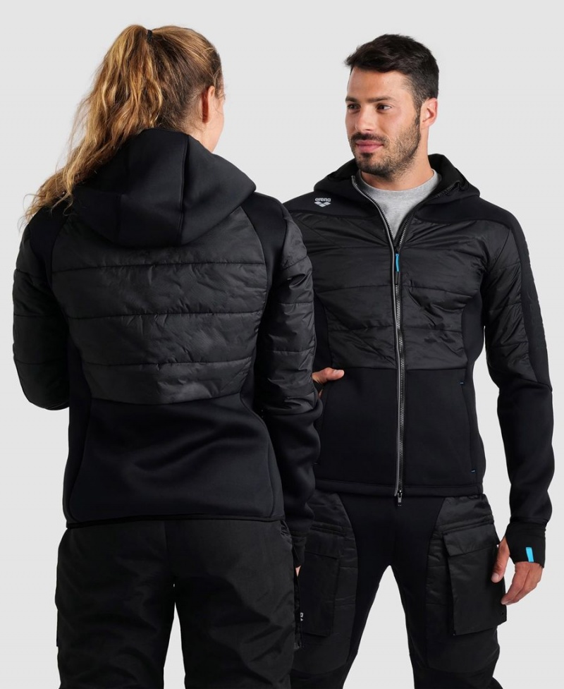 Veste Arena Team Half-Matelassé Encapuchonné Noir Femme | PGI-11013425