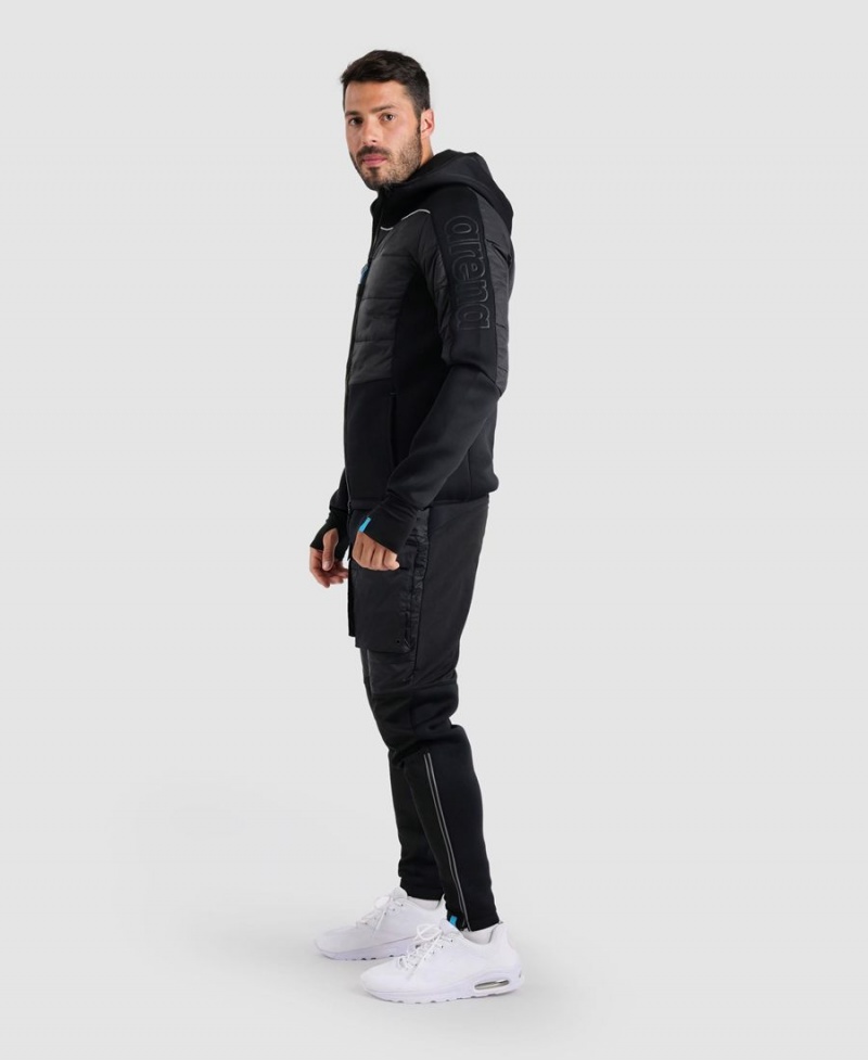 Veste Arena Team Half-Matelassé Encapuchonné Noir Femme | PGI-11013425