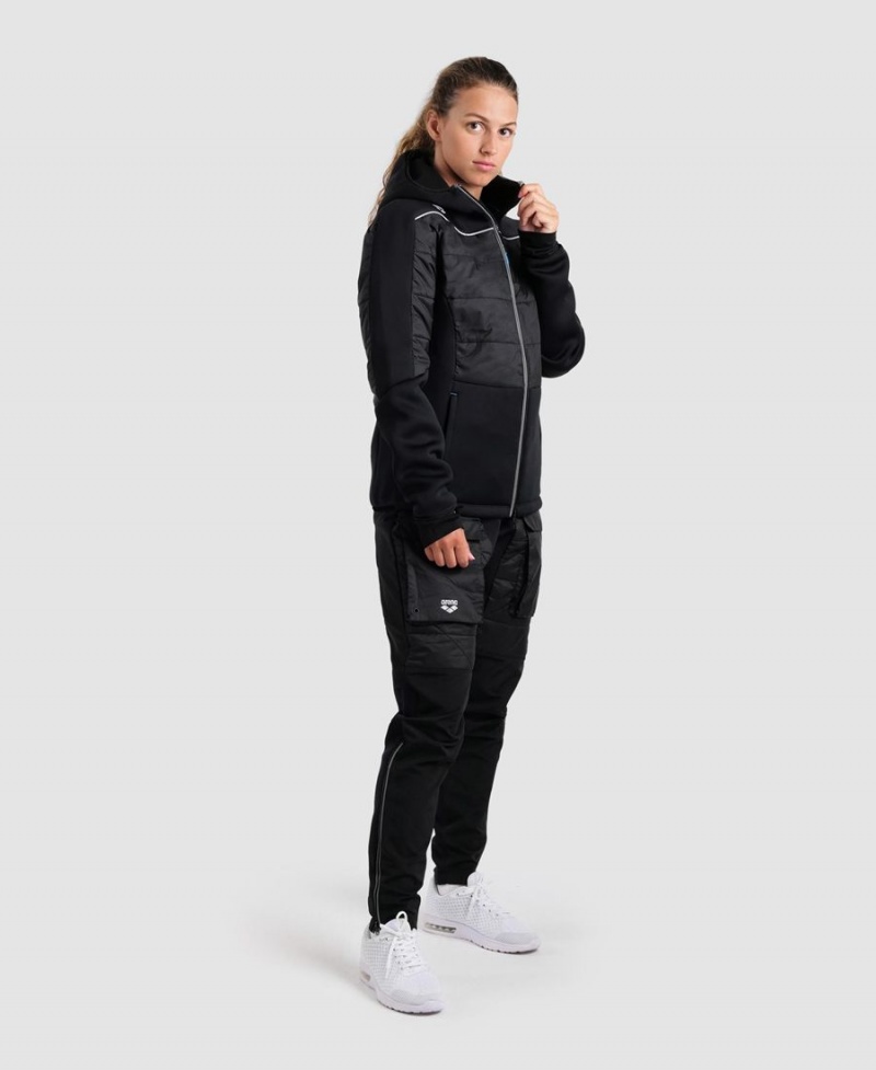 Veste Arena Team Half-Matelassé Encapuchonné Noir Femme | PGI-11013425