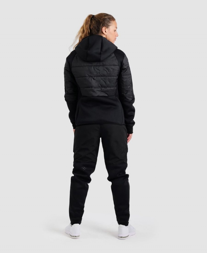 Veste Arena Team Half-Matelassé Encapuchonné Noir Femme | PGI-11013425