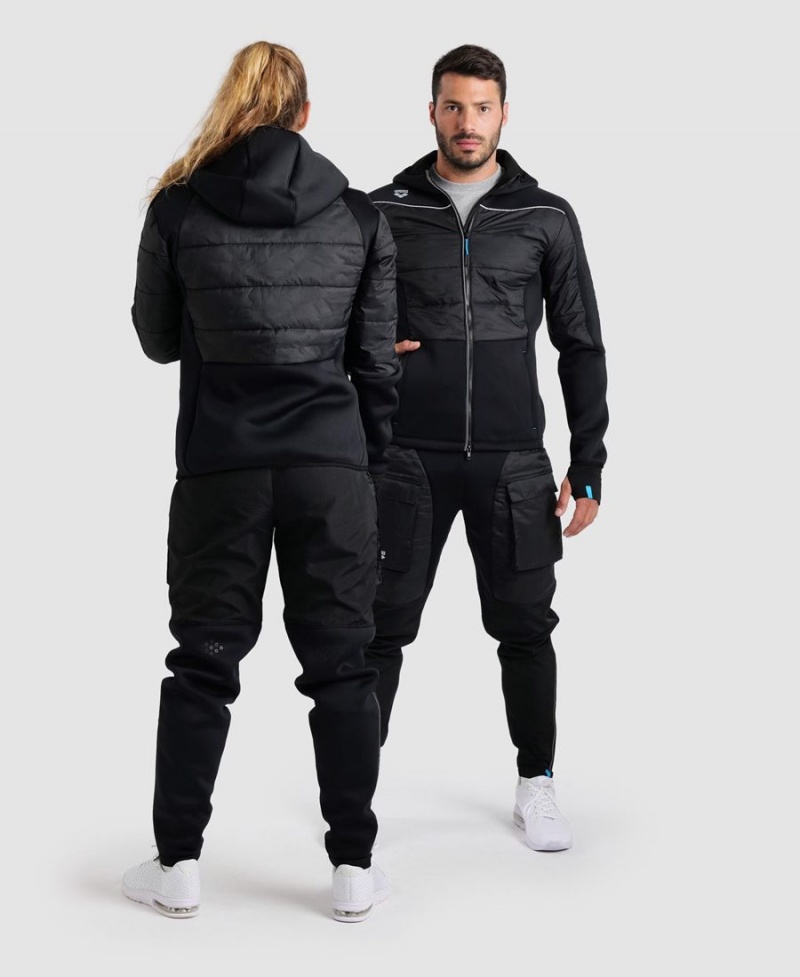 Veste Arena Team Half-Matelassé Encapuchonné Noir Femme | PGI-11013425